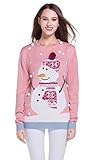 Women's Christmas Cute Reindeer Snowflakes Knitted Sweater Girl Pullover (Large, 3D Hat)