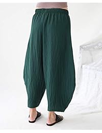 Pantalones de algodón elástico para dama con patchwork