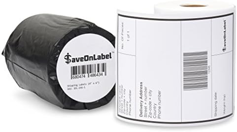 SaveOnLabel 4" x 6" Shipping Labels For Thermal Printers, BPA Free, Strong Adhesive, Resistant To Scratches and Smudges, Compatible With Zebra 2844, ZP450, ZP500, ZP505, and Many More (6 Rolls)