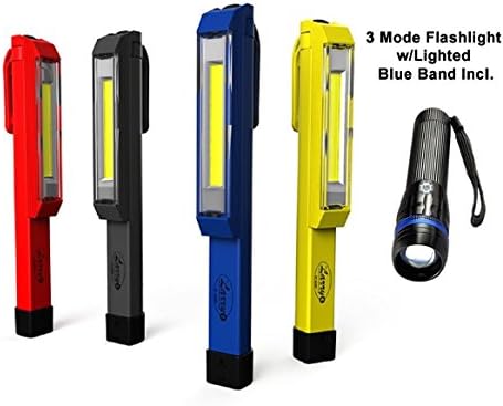 AOR Power Nebo Larry #AOR-6327 C COB LED Work Light Magnetic Clip High-power 170 Lumen COB Led, Yellow, Red, Black, Blue 4-pack