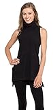 Womens Turtleneck Tunic Tank Top - Sleeveless Ribbed Sweater, Velucci