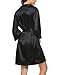 Ekouaer Women's Satin Kimono Robe Short Bridemaids Robe Lace Trim with 3/4 Sleeve(Black/XXL)