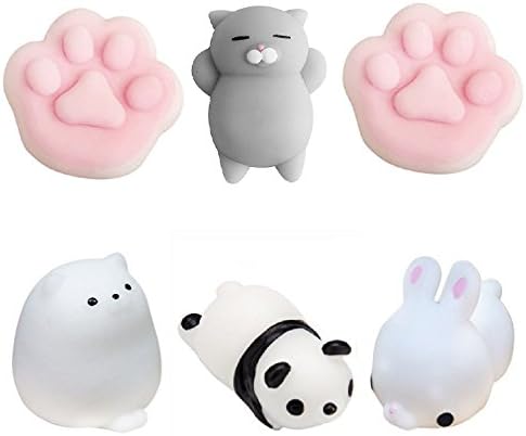 Mochi Squishy Toys - Cute Mini Animal Squishies Pack of 6 - Stress Relief Toys for Kids by Babycreeps