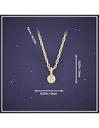 Gelin - Cadena de oro macizo de 14 quilates con tres cuentas de diamante 0,03 quilates para mujer, 18.0 in