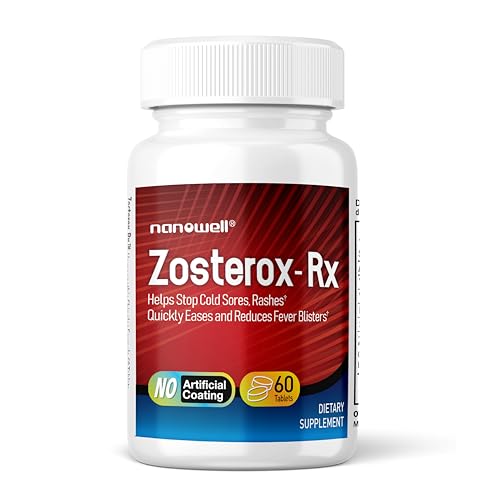 NANOWELL Zosterox-RX 60 Tablets X 1 Bottle - Helps Against Outbreaks & Cold Sores with No Side Effects - Helps to Quickly Ease & Reduce Symptoms of Cold Sore, & Fever Blisters (60 Count)