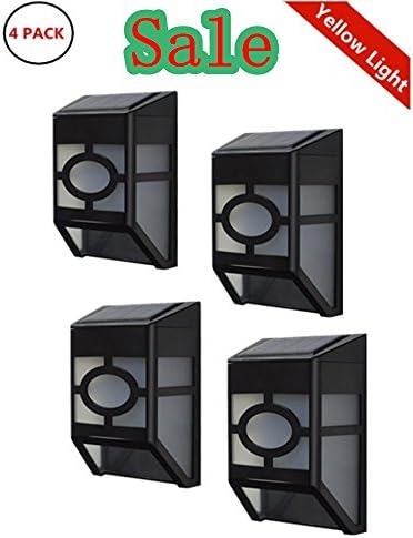 Falove 2-LED 4 PACK Solar Wall Light , IP44 Waterproof Solar Wall Lamps Outdoor Wireless Solar Powered Light ,for Garden Yard Driveway Porch Gazebo Pathway Hallway LightingWarm White