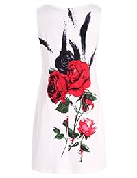 Chicwe Vestido de mujer sin mangas, estampado floral, largo hasta la rodilla, informal, para fiesta, cóctel