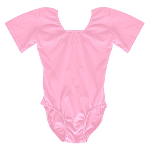 Dancina Girls’ Leotard Classic Ballet Team Basic Short Sleeve Cotton Front Lined