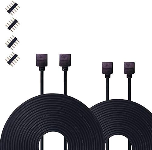 Hooyas Tark SMD 5050/3528 RGB LED Flexible Strip 3 M Extension Cable with 4 Pin Solderless Connectors (2 Pack)