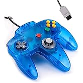 KIWITATA Classic N64 Controller, Retro N64 Wired Game Pad Joystick Remote Controller for N64 System Video Games Console Clear Blue