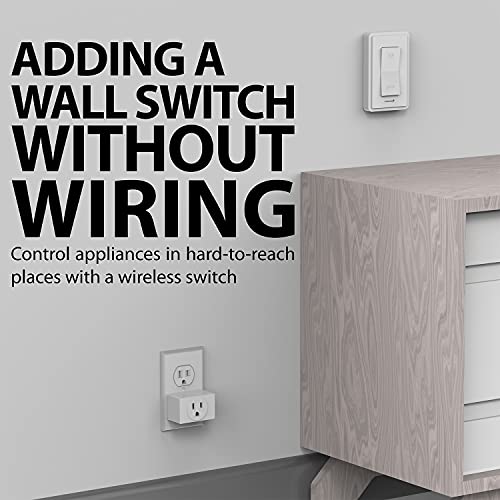 Fosmon Wireless Remote Control Electrical Outlet Switch- ETL Listed, (15A, 125V 1875W) Wireless Outlet Plug with Wall Switch & Braille (On/Off) Mark for Lights, Household Appliances, Expandable
