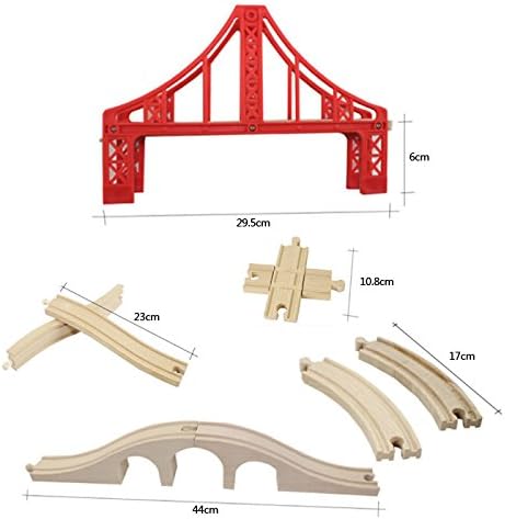 OrgMemory Wooden Railway, Wooden Train Track Set, Train Bridges, Suspension Bridge, Viaduct Bridge, Cross Track - Image 3