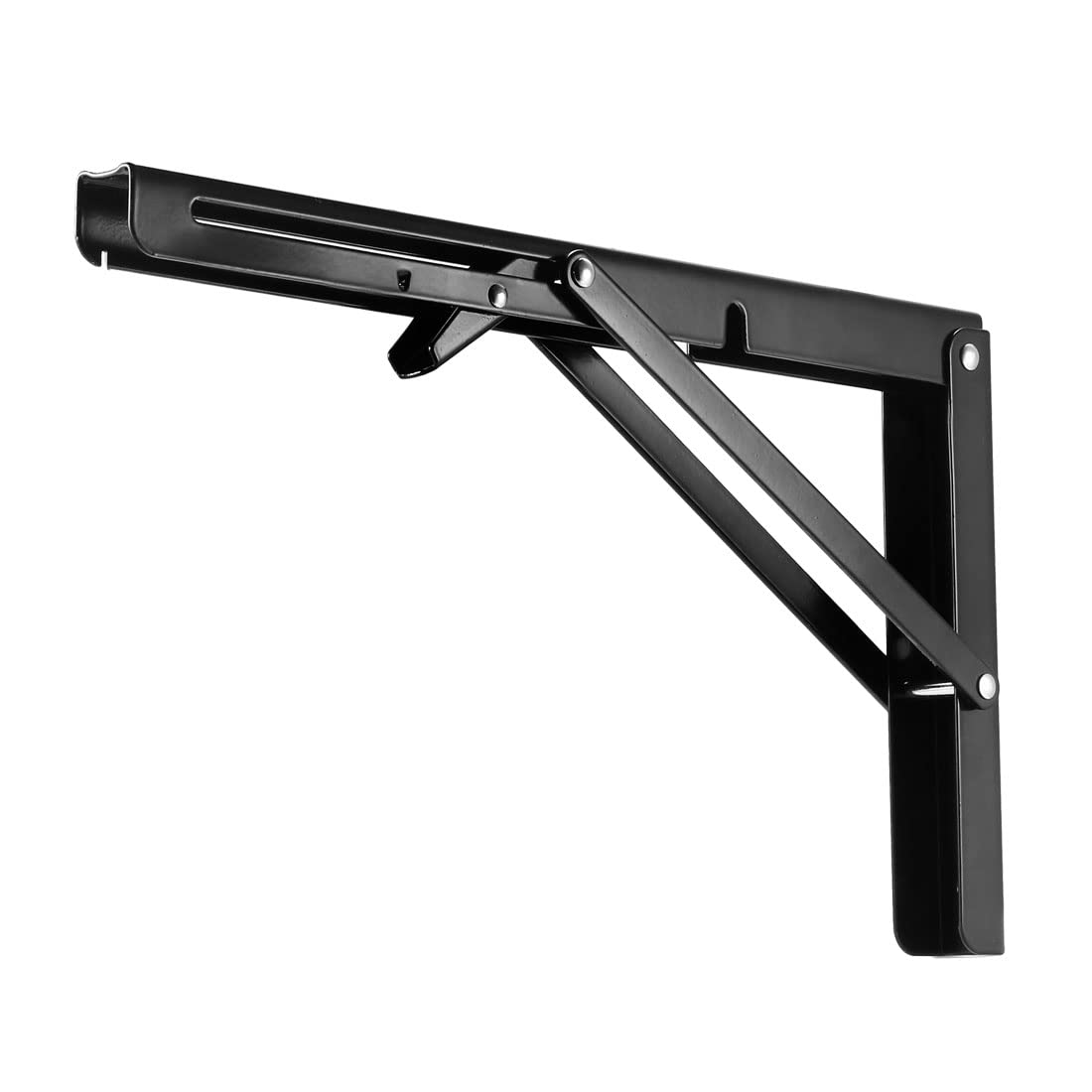 sourcing map Folding Bracket 14 inch 350mm for Shelves Table Desk Wall Mounted Support Collapsible Long Release Arm Space Saving Carbon Steel 2pcs
