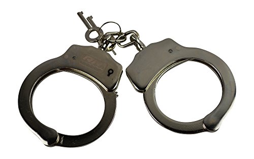 Rogue River Tactical Heavy Duty Police Style Double Lock Professional Grade Silver Chained Handcuffs
