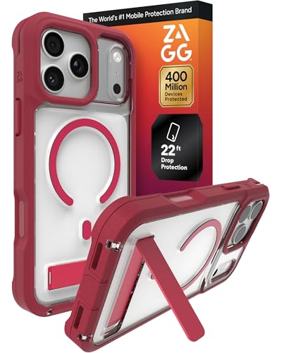ZAGG Rainier Case with Kickstand for iPhone 17 Pro Max, Red Black Cherry at Amazon