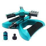 Buyplus Lawn Automatic Sprinkler - 360 Rotating Adjustable Garden Hose Watering Sprinkler Head for Kids, with 3600 SQ FT Coverage Yard Irrigation System/Leak Free Durable 3 Arm Sprayers