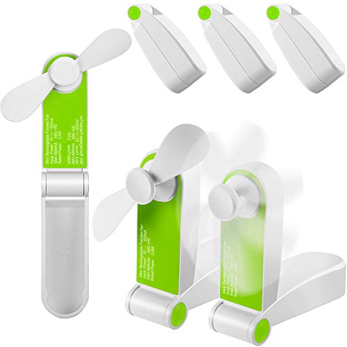 3 Pack Portable Pocket Handheld Fans Mini Foldable Personal Travel Hand Summer USB Rechargeable Desk Fans for Home Women Travel Outdoors Or Indoors, 2 Speeds(Green)