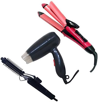IAS Plastic Straightener-2009 Curler and Black Hair Dryer Combo - Set of 3 Pieces