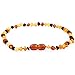 Baltic Amber Teething Necklace for Babies - Lab-Tested - Comes With Silicone Teething Necklace - Raw Unpolished Multicolor - 12.5 Inches