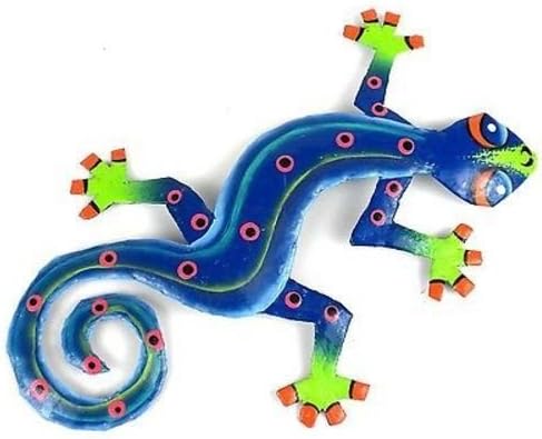 Blue Green Gecko Tropical Metal Wall Art