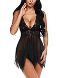 Klier Women Sexy Lace Sleepsear V Neck Halter Backless Lingerie Set