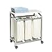 Seville Classics Mobile Laundry Hamper Sorter Cart, 3-Bag with Folding Table, Champagne
