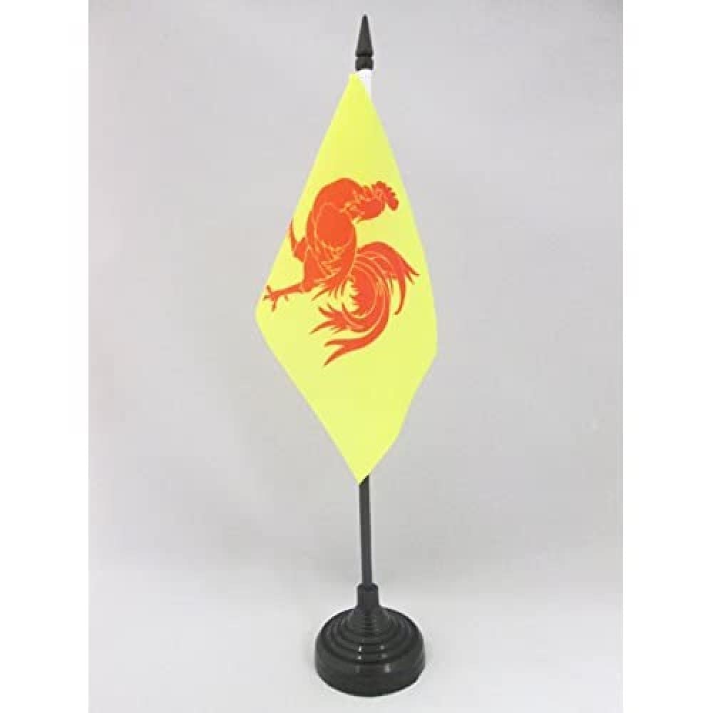 AZ FLAG - Wallonia Table Flag 4'' x 6'' - Belgium Office Mini Banner 100% Polyester 15 x 10 cm - Mini Desk Flag with 10'' Pole and Black Plastic Base