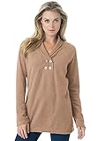Roamans Women's Plus Size Double Button Sherpa Fleece Tunic