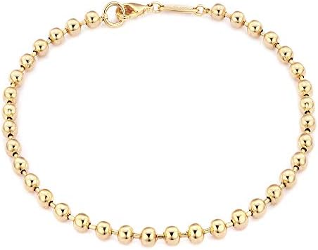 Amazon.com: Mevecco Gold Beaded Bracelets, 14K Gold Plated Handmade Cute  Satellite Round Beads Dainty Chain Bracelet for Women 4mm: Jewelry