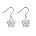 Crown Earrings Dangle Plated Sterling Silver for Women Zircon Jewelry