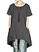 Mordenmiss Women's Cotton Linen Tunic Tops Hi-Low Dresses with Pockets L-Dark Gray