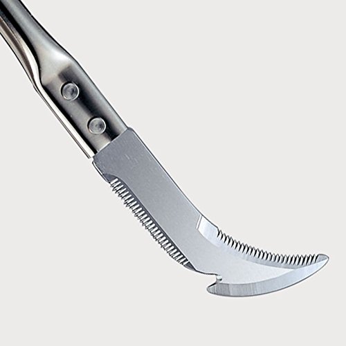 Nisaku NJP235 Long Pruning Tool-S Curved Cutter, Authentic Tomita (Est. 1960) Japanese Stainless Steel, Blade Width 3", Polished 19" Wood Handle