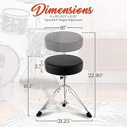 Pyle Adjustable Drum Throne Stool-Portable with