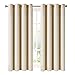 Balichun 2 Panles Blackout Curtains Thermal Insulated Grommets Drapes for Bedroom/ Living Room 52 by 63 Inch Beige