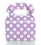 Party Favor Candy Boxes, Purple Polka Dot Wedding Favors (12 Pack) - Lavender Candy Buffet Treat Boxes, Small Birthday Gift Box, Pastel Purple Wedding Table Dessert Supplies