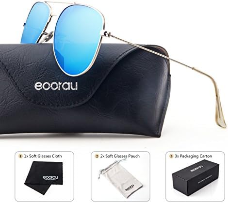 EOORAU Aviator Sunglasses Polarized for Womens Men - UV 400 with case 60MM