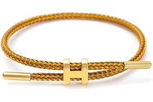 PPbuky Steel Bracelet Link, Adjustable H-shape Wire Rope Bracelet, Lucky Jewelry with Titanium Buckle for Birthday, Valentine's, Graduation, Fashion Gift for Women, Men, Lovers, Friends