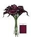 Angel Isabella Real Touch Calla Lily Artificial Flowers — Perfect for a Wedding, Prom, Christmas or Home Decor — Great as a Boutonniere, Corsage or Centerpiece - 10 Stems, Rustic Burgundy