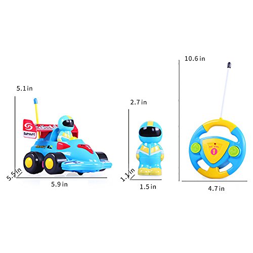 DeXop RC Cartoon Race Car Electric Radio Control Toy with Removable Action Figure & Music & Lights for Toddlers & Young Children