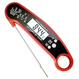 Instant Read Digital Meat Thermometer,Waterproof Food Cooking Thermometer With Probe,for Steak Grill,2 Seconds Readout (red)