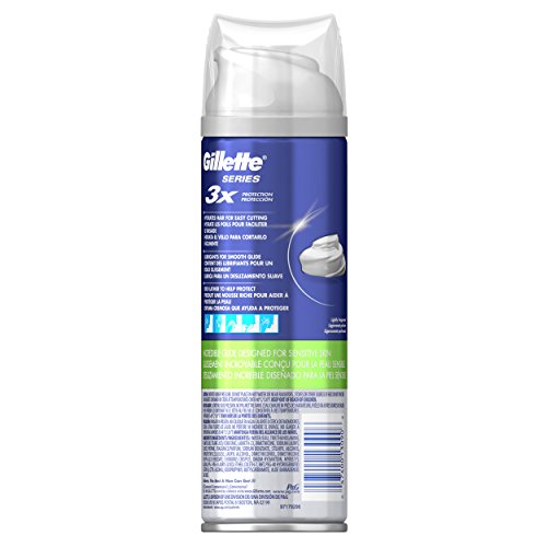 Gillette Series 3X Protection Shave Foam, Sensitive, 9 Ounce (Pack of 6) - Image 4