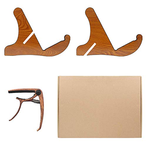 DTNO.I Guitar Stand, Universal Wooden Guitar Stand Acoustic Guitar Stand with Guitar Capo, Portable Detachable Instrument Holder Stand for Musical String Instrument and Acoustic Classical Bass Guitars