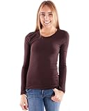 Clothes Effect Women's Plain Long Sleeve T-Shirt Crew Neck