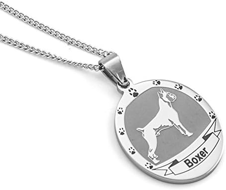 Womens Jewelry Stainless Steel Boxer Necklace Dog Breed Pendant