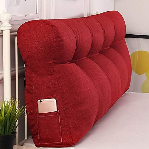 Headboard Cushion, Triangular Cushion Pillow Big Soft Reading Pillow Soft Upholstered daybed Sofa Bed Office Chair Wedge Pillow Cushion-Red wine-120 * 50 * 15Cm