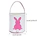 VIPITH Easter Bunny Basket Dual Layer Easter Eggs Foldable Canvas Tote Printed Rabbit and Fluffy Tails Easter Gift Bag for Kids Party (Pink)