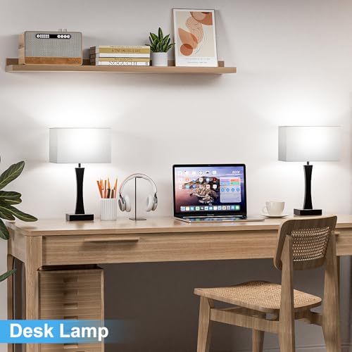 Bedside Touch Table Lamps Set of 2-3 Way Dimmable Modern Bedroom Lamps with USB C+A Ports,Nightstand Lamps for Living Room,Dorm,Home Office(Bulbs Included)
