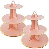 FOVER 2 Set Pink Gold 3-Tier Round Cardboard