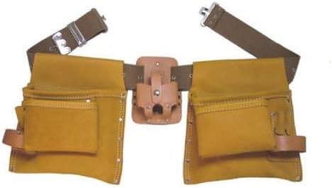 Heritage Leather 447 11-Pocket Professional Combination Top Grain Moccasin Leather Carpenter Apron with Cotton Web Belt
