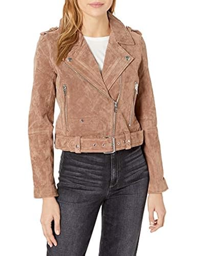 BLANKNYC] womens Luxury Clothing Cropped Suede Leather Motorcycle